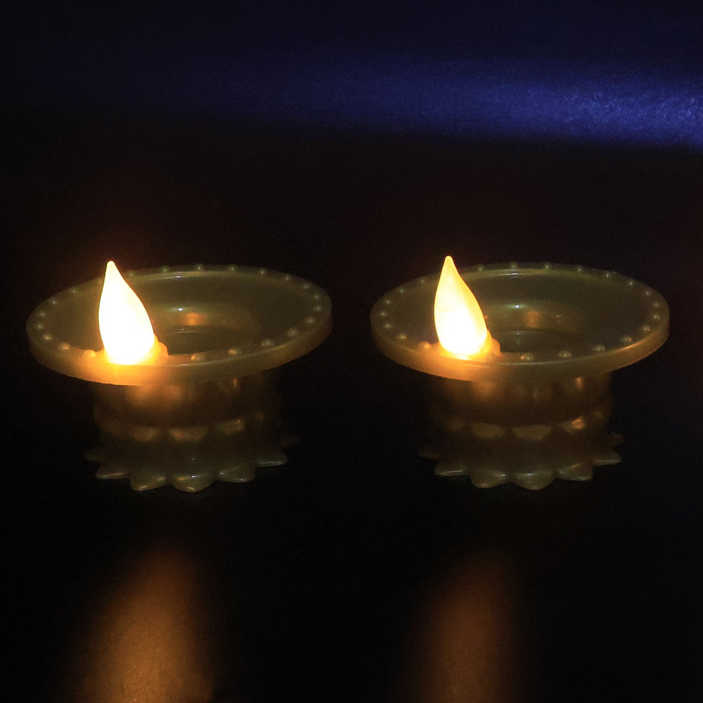 Water-Sensor LED Diyas – Set of 12, Golden