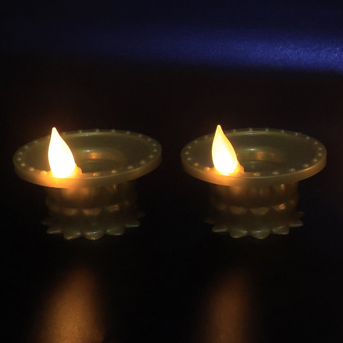 Water-Sensor LED Diyas – Set of 12, Golden