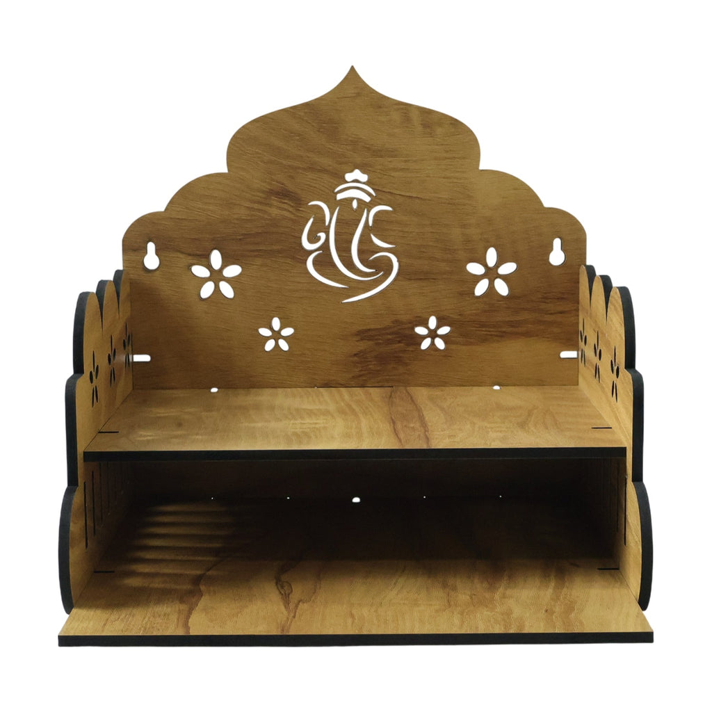Wooden Home Mandir with Ganesha Design – Tabletop