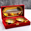 Gold & Silver Finish Serving Set in Red Velvet Gift Box