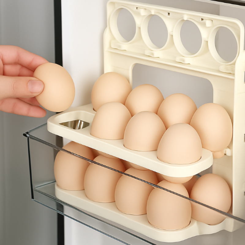 3-Layer Foldable Egg Tray – Holds 24 Eggs