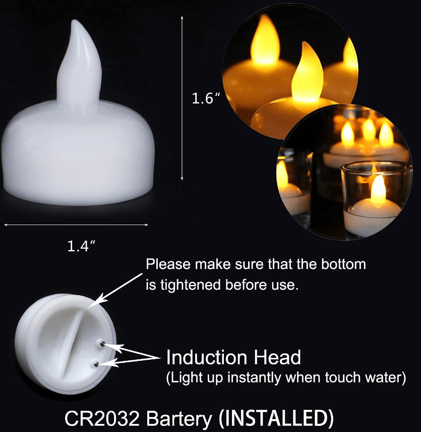 Floating Flameless Tea Lights – Set of 12