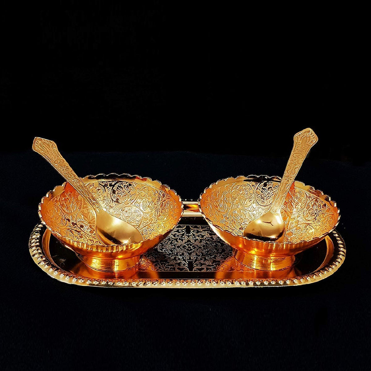 Gold & Silver Finish Serving Set in Red Velvet Gift Box
