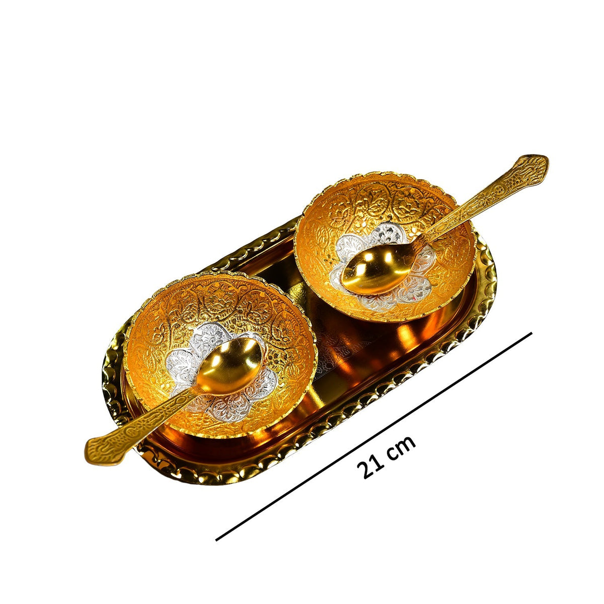 Gold & Silver Finish Serving Set in Red Velvet Gift Box