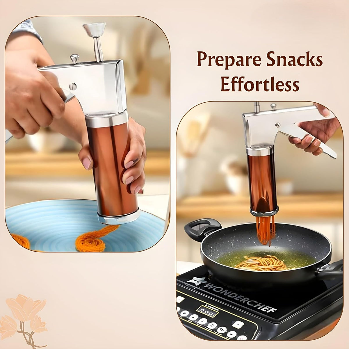 15-in-1 Stainless Steel Kitchen Press – Murukku, Chakli & Sev Maker