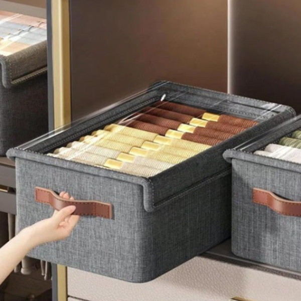 Foldable Wardrobe Storage Box with Lid & Clear Window