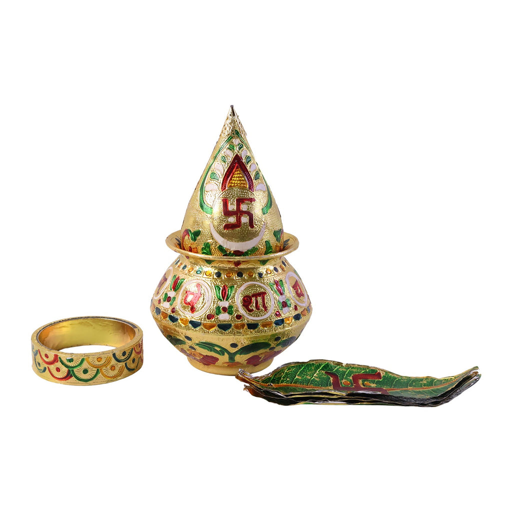 Decorative Pooja Kalash with Lotus Crown – 22 cm