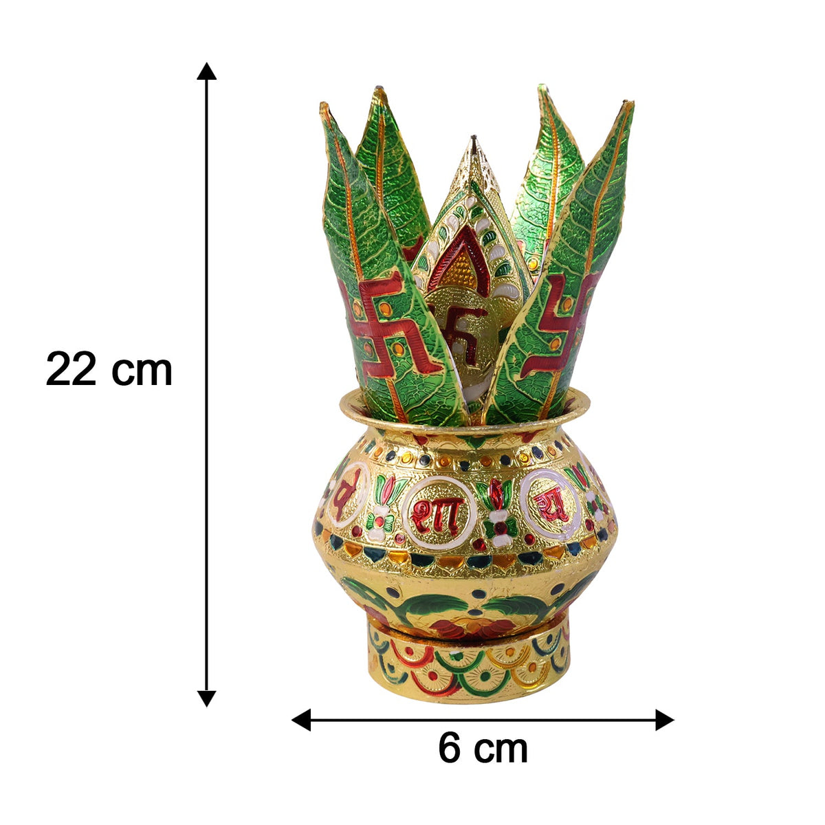 Decorative Pooja Kalash with Lotus Crown – 22 cm