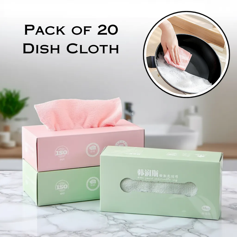 Kitchen Cleaning Kit – 20 Dish Cloths, Stove Brushes & Silicone Lids