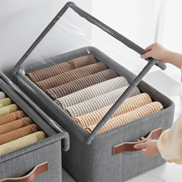 Foldable Wardrobe Storage Box with Lid & Clear Window