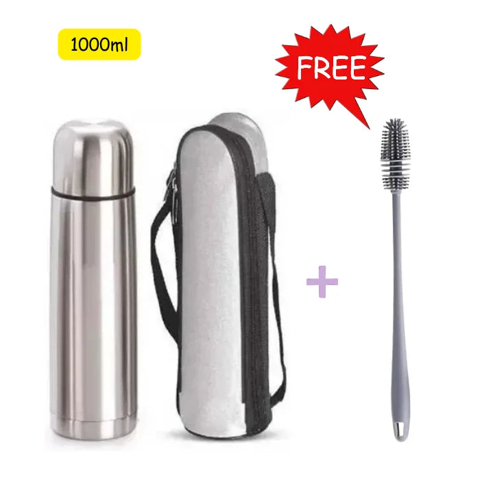 HomeJoy 1 Litre Insulated Steel Flask with Pouch