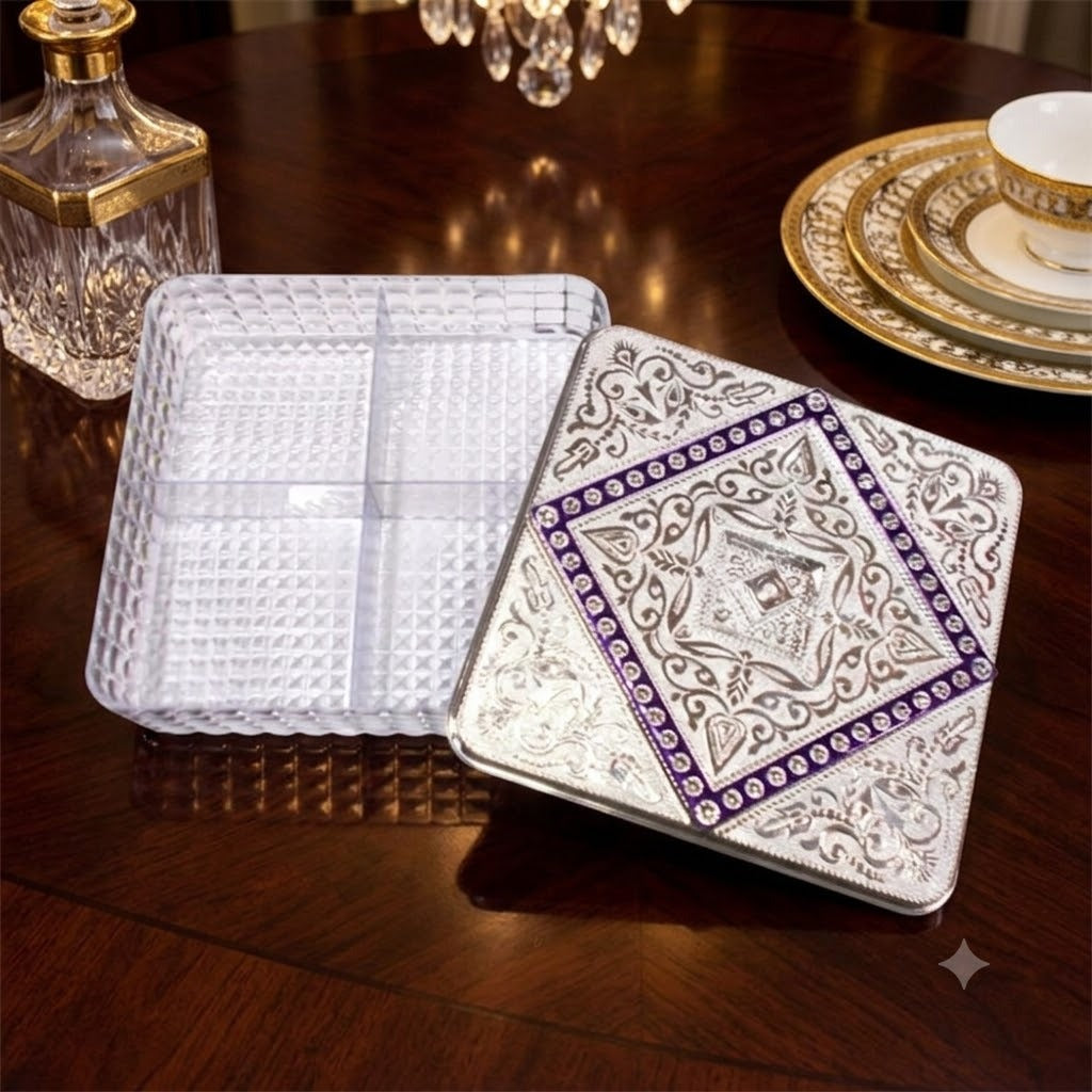 4-Compartment Acrylic Dry Fruit & Mukhwas Box