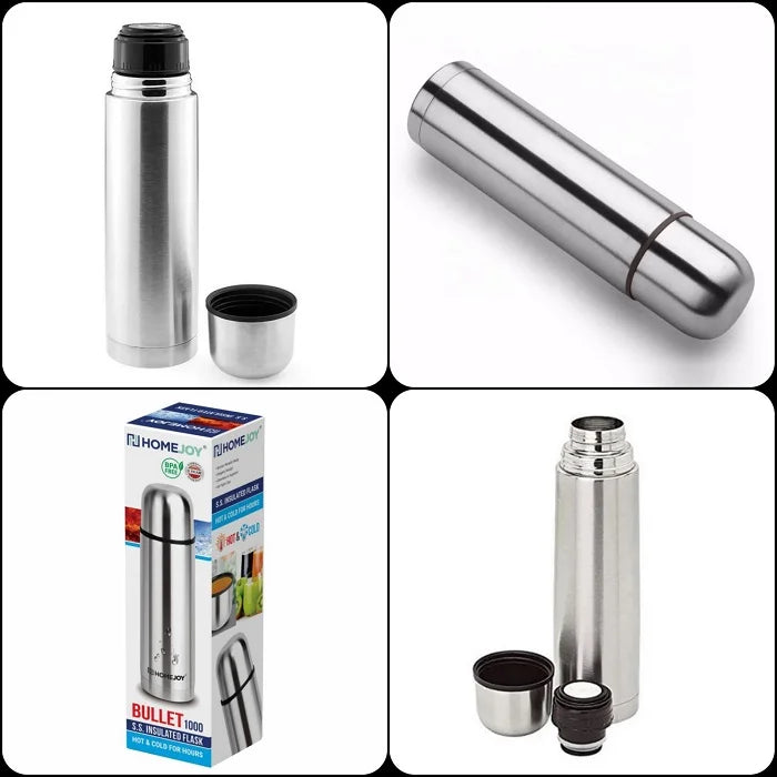 HomeJoy 1 Litre Insulated Steel Flask with Pouch