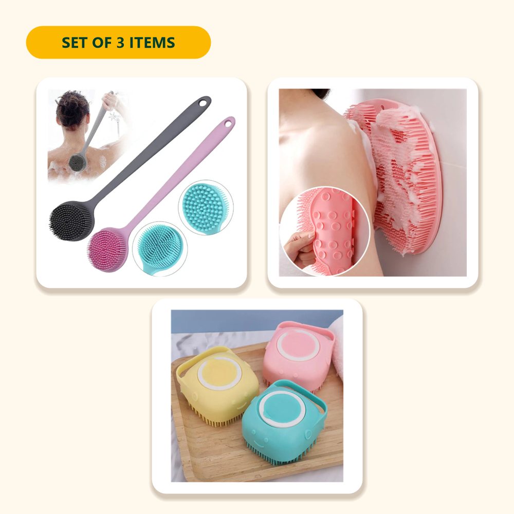 Everything in the Bath Care Set – Back Scrub Brush, Foot Scrubber & Bath Brush