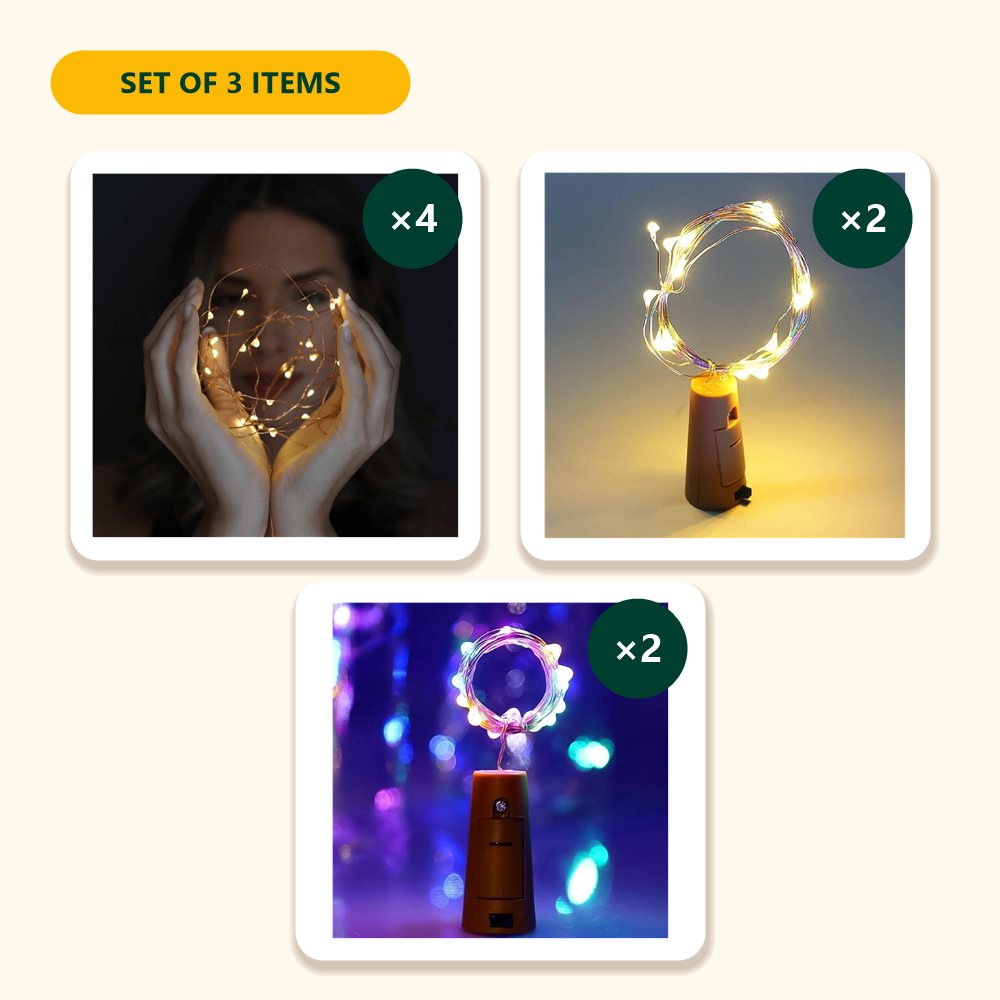 Everything in the Diwali Fairy Lights Mega Pack – 4 Fairy Lights & 4 Bottle Lights