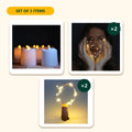 Everything in the Diwali Light-Up Set – 24 Tea Lights, 2 Fairy Lights & 2 Bottle Lights