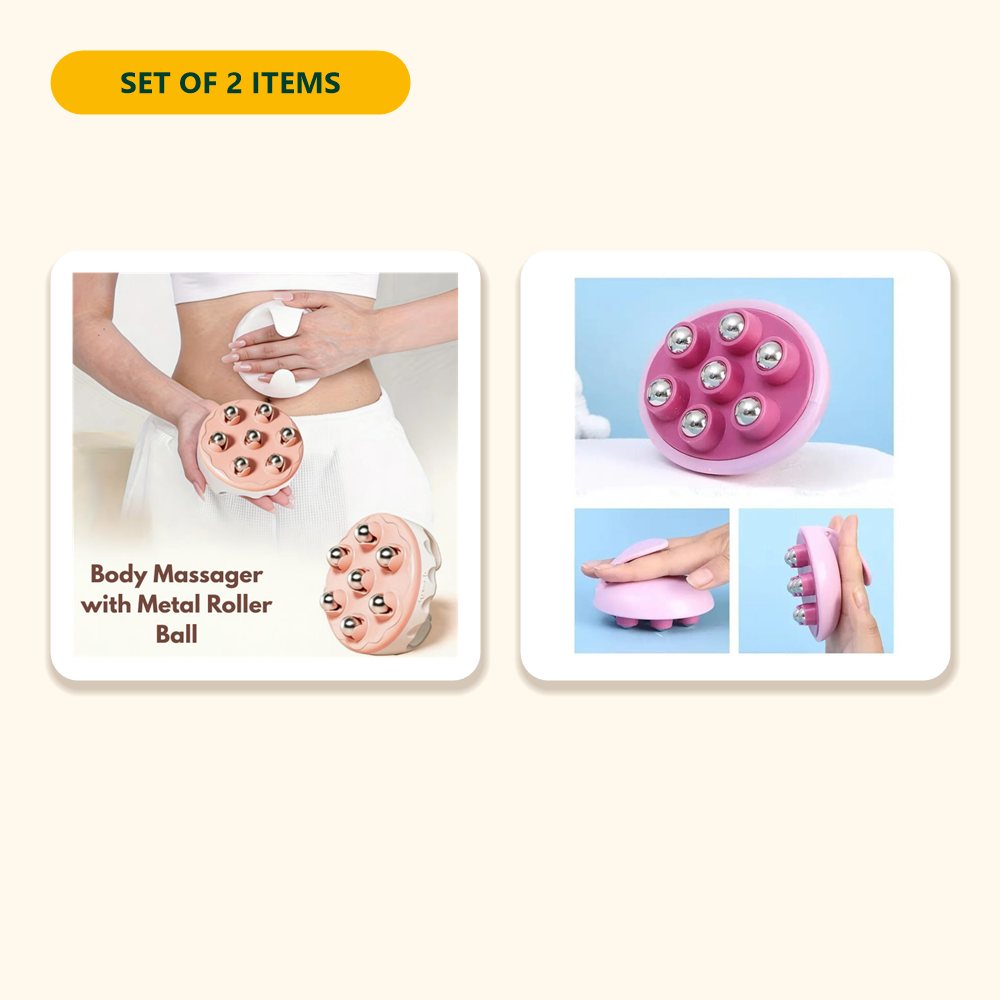 Everything in the Relax & Massage Set – Metal Roller Massager & 7-Bead Roller