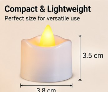 Tea light size: 3.8 cm wide, 3.5 cm tall